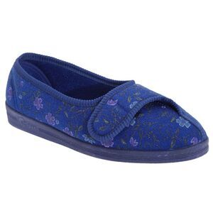Comfylux Womens/Ladies Diana Floral Velcro Slippers / Blue